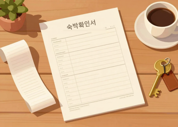숙박확인서와 숙박비 결제 영수증
